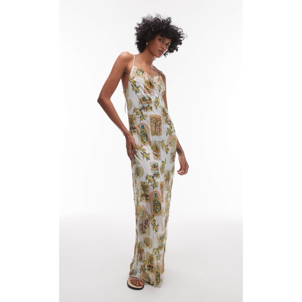 Floral Tropical Cowl Neck Maxi Dress